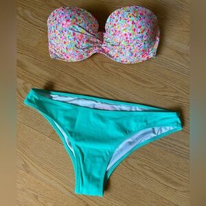 Victoria's Secret Multicolor and Sea Foam Green Cheeky Bikini
